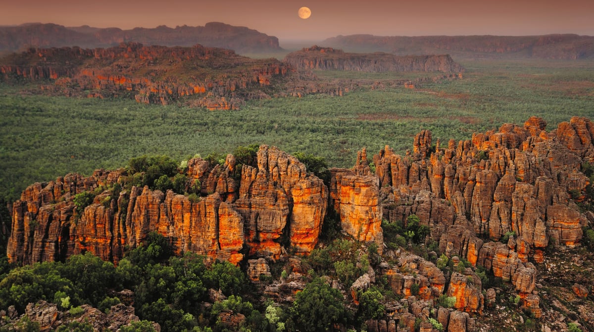 Moon rising over Kakadu escarpment