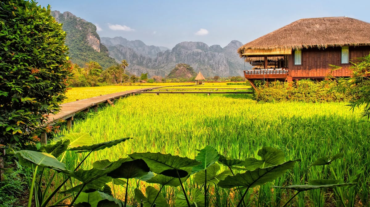 Luang Prabang uitzicht op veld
