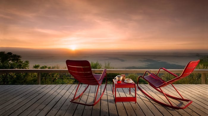 Angama Mara Tented Suite Red Rocking Chairs
