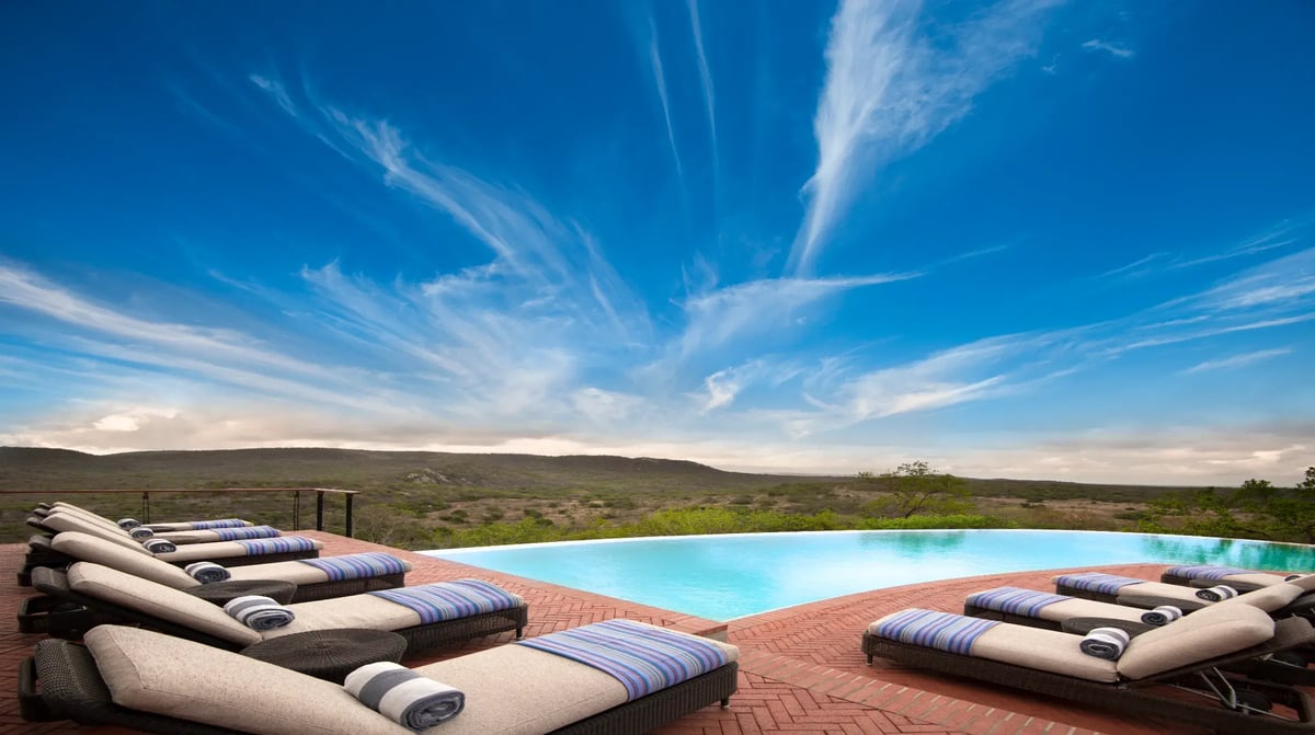 South Africa Phinda Mountain Lodge guest area swimming pool 3