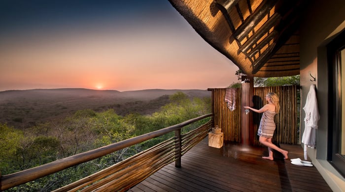 South Africa Phinda Mountain Lodge room suite outdoor shower