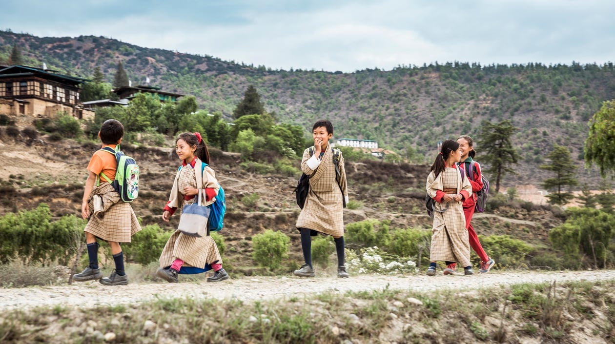 Shaba Paro Bhutan School Boys and Girls in Traditional Dress