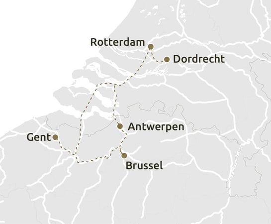 Routekaartje Belgische steden