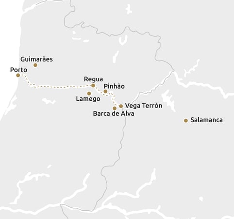 Routekaartje Cruise over de Douro
