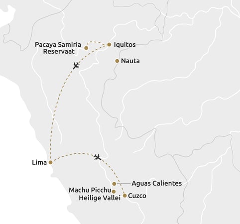 Routekaartje Cruisen door de Amazone