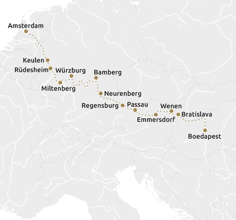 Routekaartje Cruisen door het hart van Europa