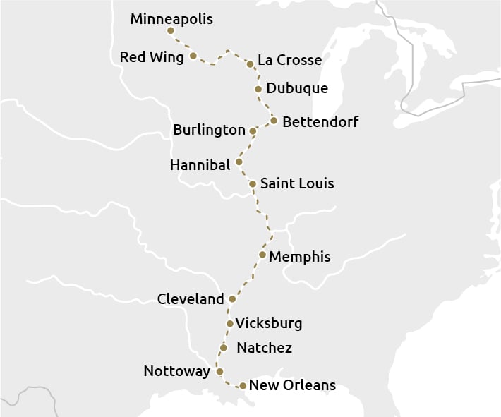 Routekaartje Mississippi Compleet nieuw