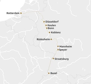 Routekaartje Vierlandencruise Bergvaart