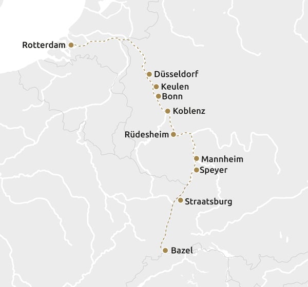 Routekaartje Vierlandencruise Bergvaart