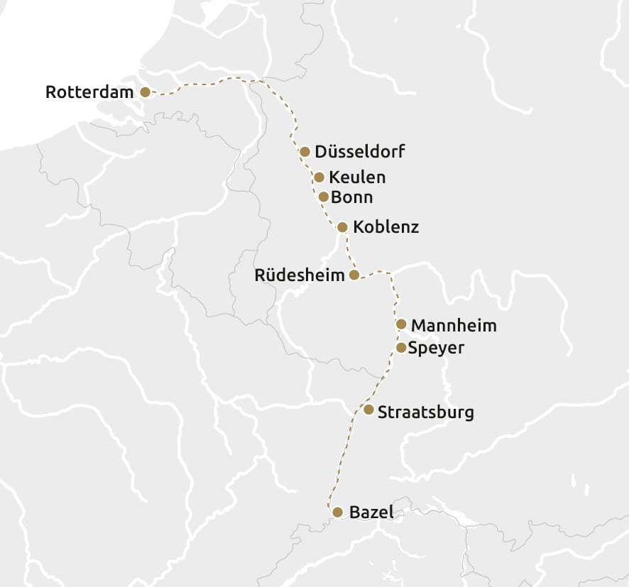 Routekaartje Vierlandencruise Bergvaart