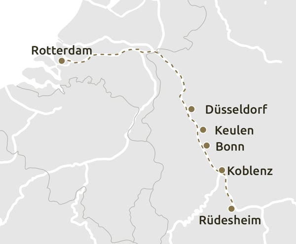 Routekaartje romantische Rijn