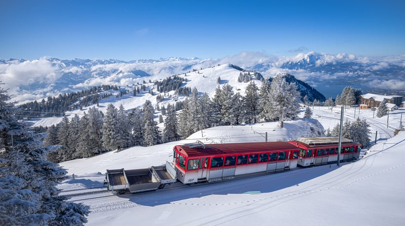 Die Zahnradbahn im Winterkleid ©RIGI BAHNEN AG, Fotograf Franz Geisser