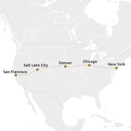 Routekaartje Crossing USA