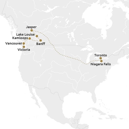Routekaartje Trans Canada by Rail