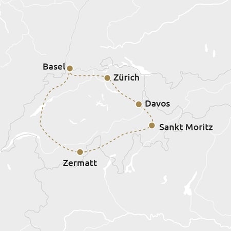 Routekaartje betoverend Zwitserland