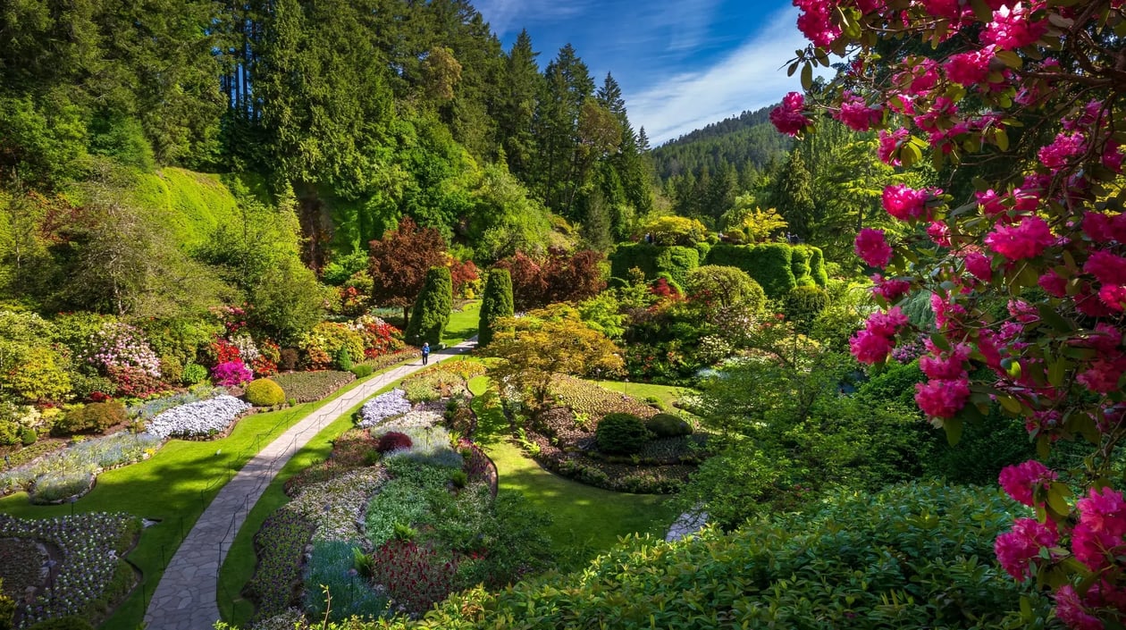 Sunken garden at Butchart Gardens in Victoria, Vancouver Island, British Columbia, Canada