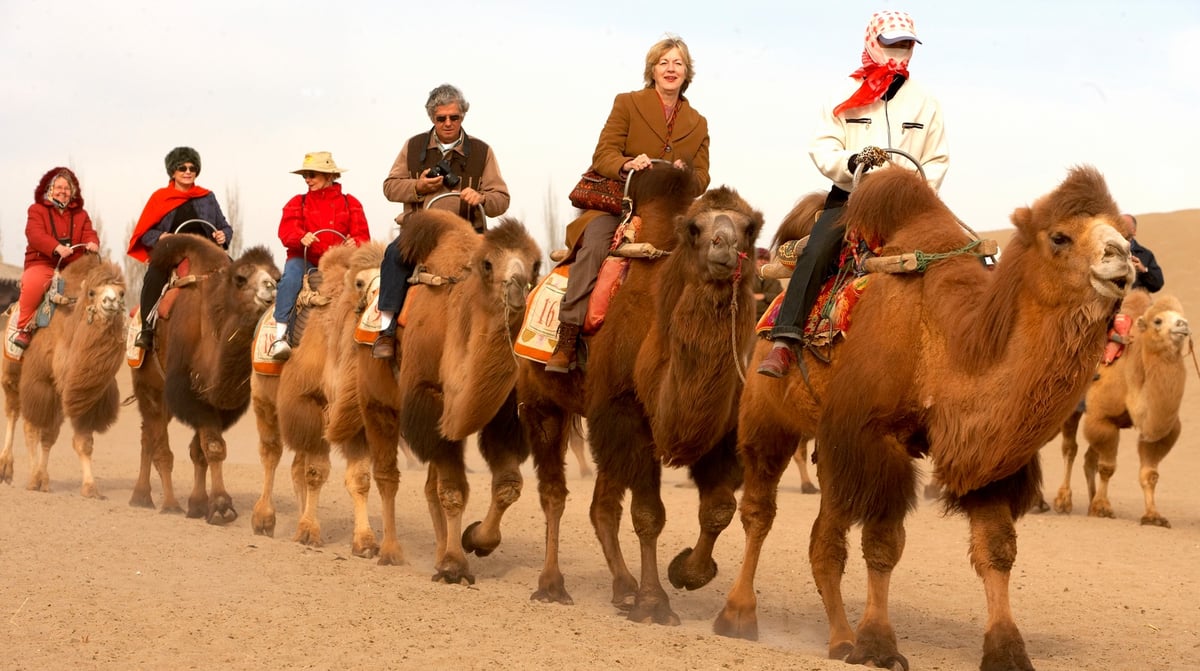 kamelentocht in Dunhuang China