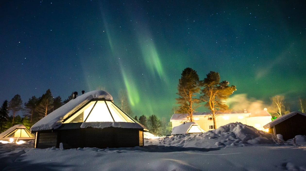 Aurora Cabin glass igloo Apukka Resort Rovaniemi Lapland Finland