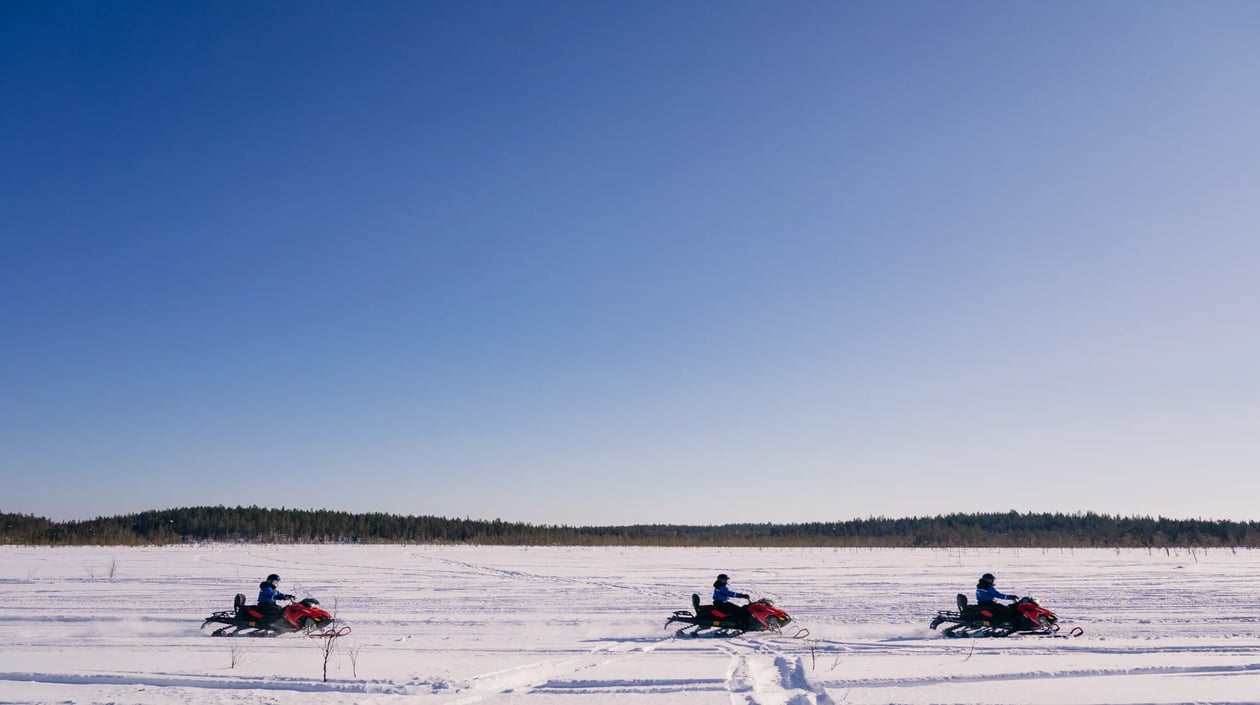 Snowmobile ride into the wild