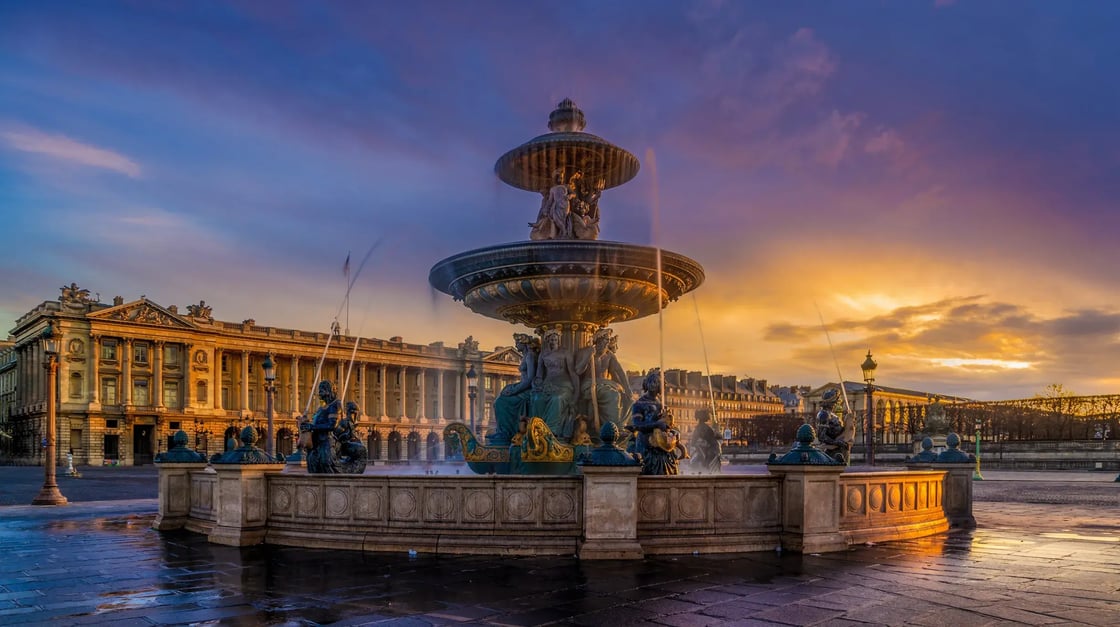 Fountain at Place de la Concorde in Paris France