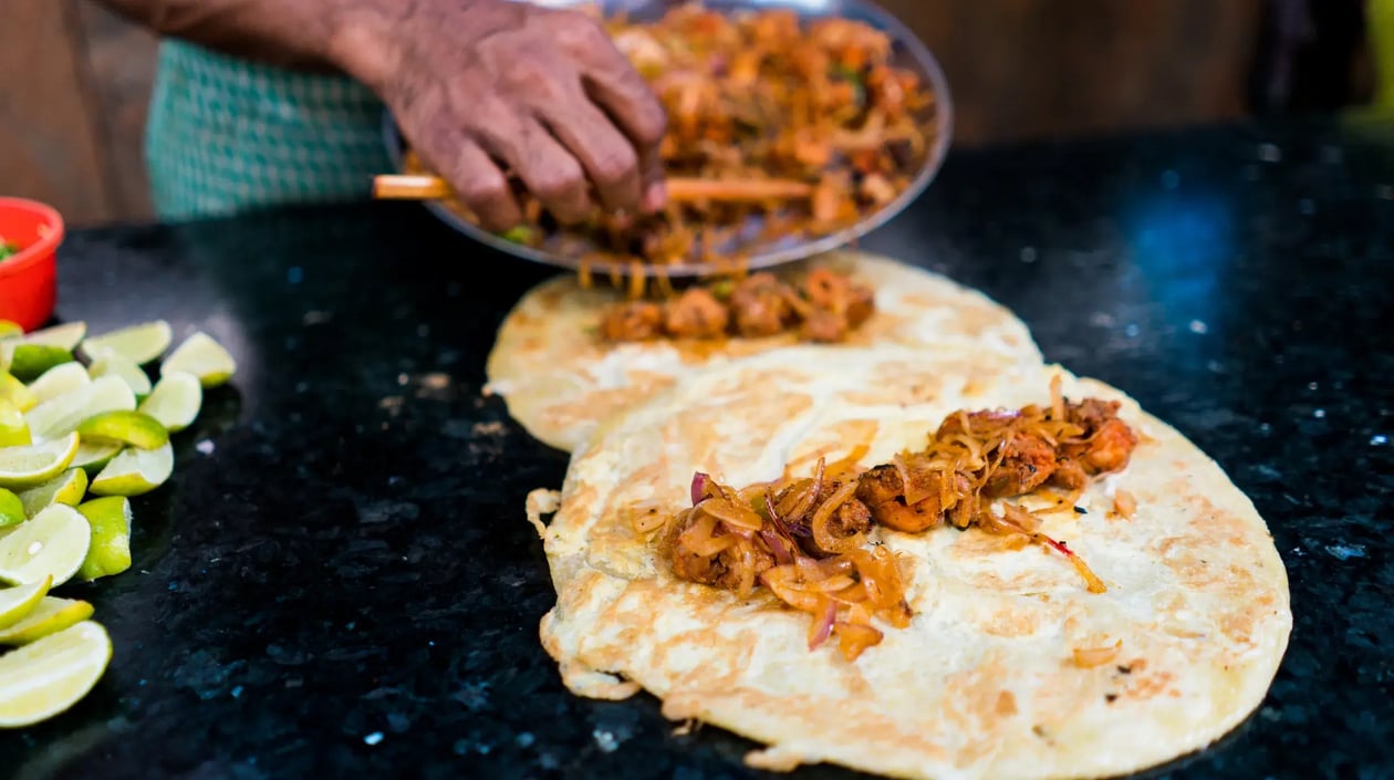 Kolkata, street food, chicken and egg kathi rolls, shutterstock_646689553