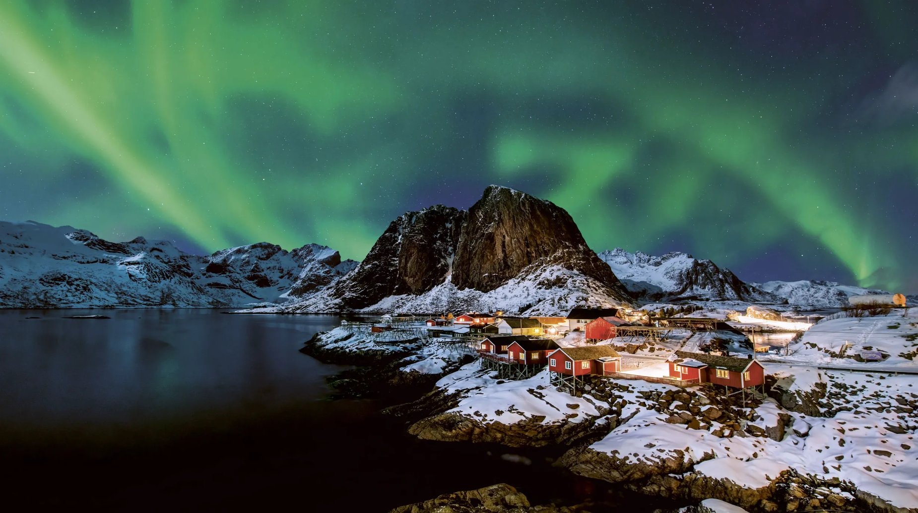 Lofoten - Aerial Northern Lights