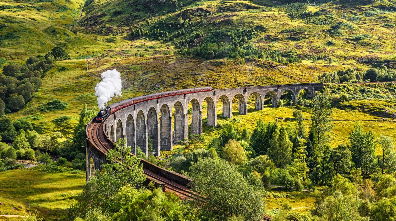 Jacobite Steam Train, Schotland, Glenfinnan Viaduct