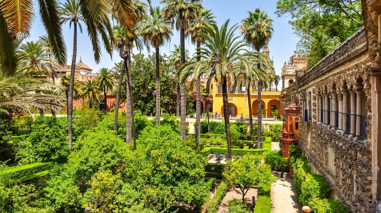Sevilla Alcazar gardens, shutterstock_1363725062