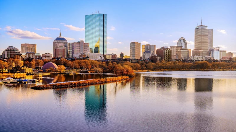 Boston city skyline over Charles river, shutterstock_2408399157
