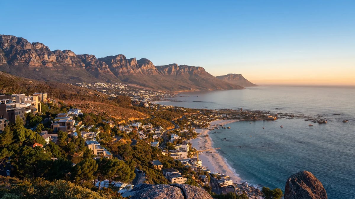 The Rock viewpoint in Cape Town over Camps bay, view over Camps Bay, Cape Town, South africa