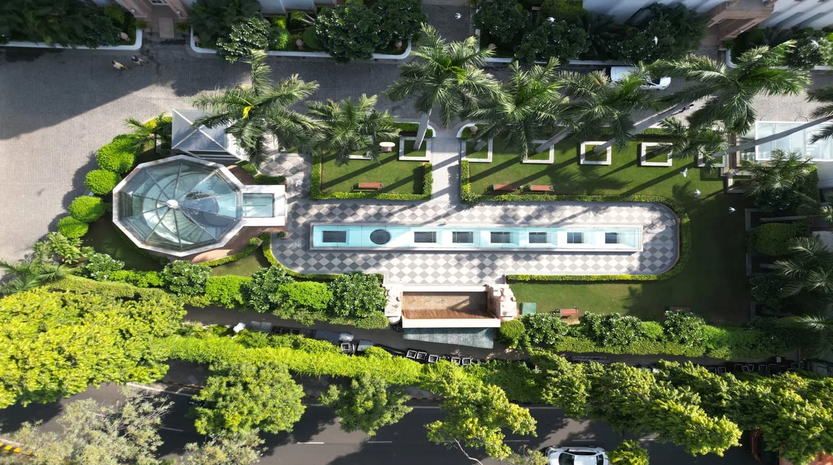 Top view of the Spa lawn leading to The Imperial Spa