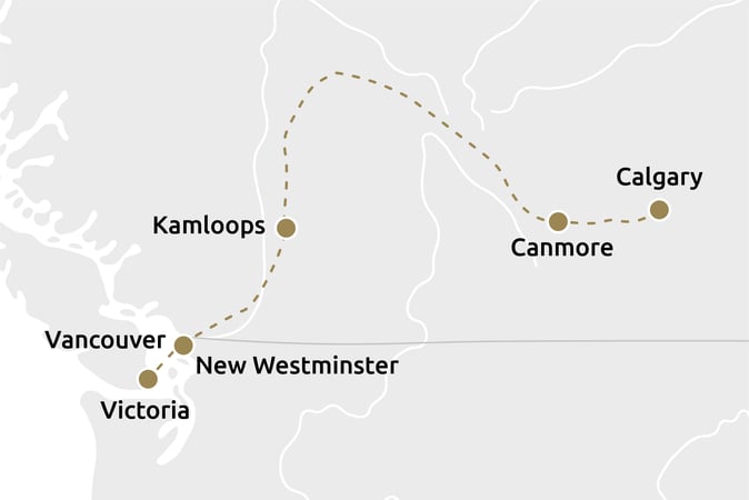 Routkaartje - Groepsreis_West-Canada_Rocky Mountaineer