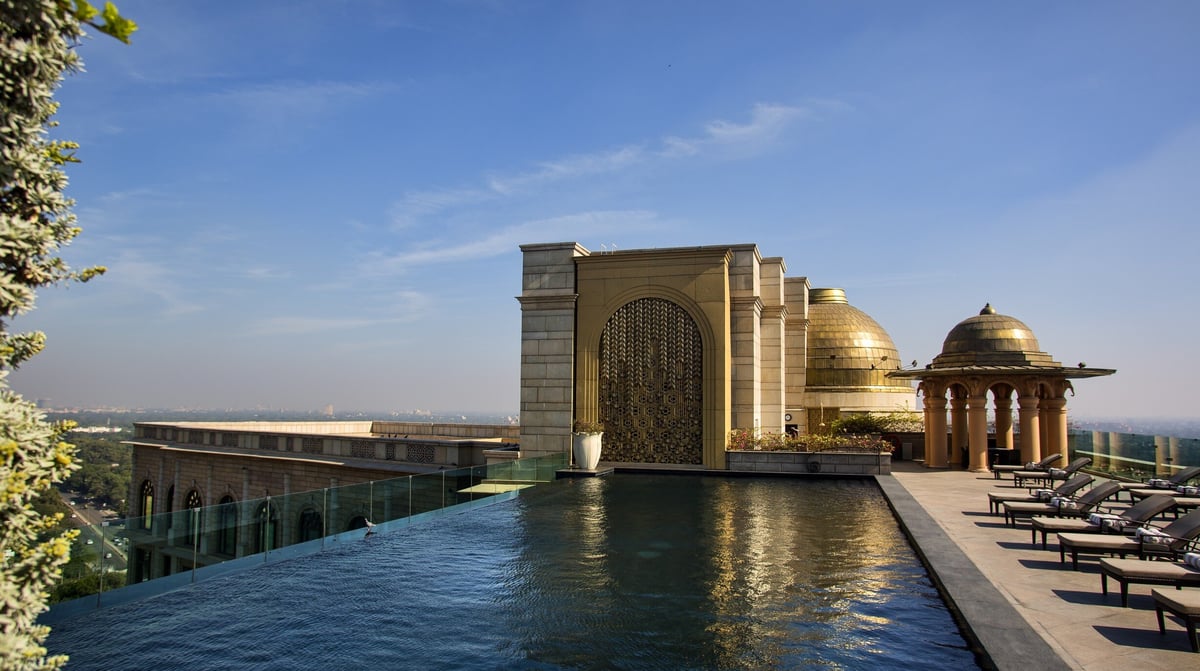 Leela Palace Delhi roof top swimming pool